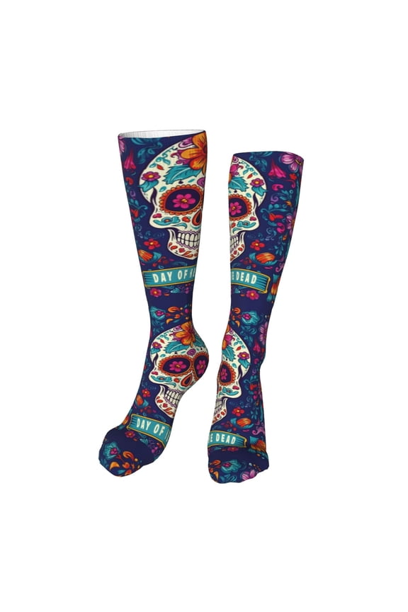 Dead Day Party print Women's Men's Novelty 20in Crew Socks Cotton Socks Knee High Socks for Walking,Running,Nurses,Pregnancy-One Size