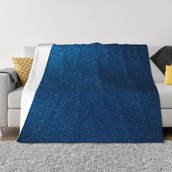 Rateoe Deep Blue Glitter Pattern Flannel Throw Blanket, Ultra-soft Blanket for Bed, Couch, Car, Hypoallergenic Anti-pilling blanket-