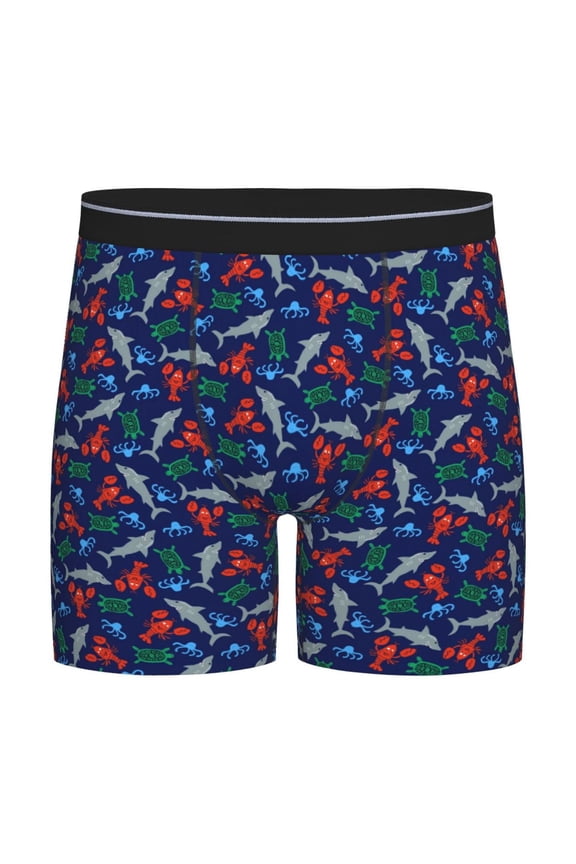 Deep Down In The Ocean Print Men’s Underwear Boxer Briefs Soft Comfortable Underwear Boxer Briefs, Long Leg Briefs,Anti-chafing Boxer Briefs