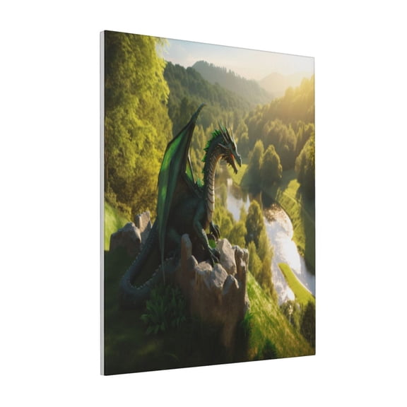 Rateoe Deep Forest Stone Green Dragon Pattern Decorative Picture – Unique Modern Wall Art, Ready-to-Hang Canvas Print for Home (Vertical)