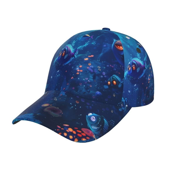 Rateoe Deep Sea Glowing Fishes Pattern Mens Baseball Cap  Adjustable Curved Brim Hat, Soft Cotton Sports Cap for Outdoor, Casual, and Everyday Wear, Comfortable & Breathable