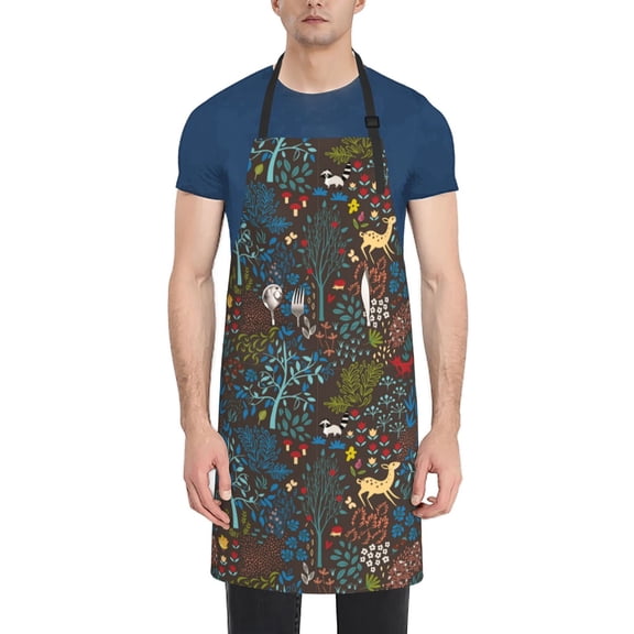 Rateoe Deers In The Forest 1 Aprons with Pocket,Men Womens Aprons Waterproof Adjustable Cooking Aprons for Kitchen Gardening and Salon