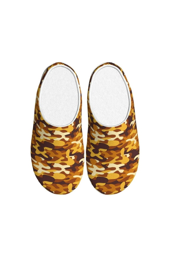 Desert Camouflage Print Women's Men's Cotton Knit Slippers Lightweight Memory Foam Indoor House Shoes with Anti-Skid Sole-46/47