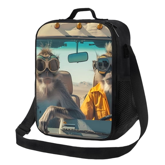 Rateoe Desert Monkeys Drive Lunch Bag Reusable Lunch Box with Shoulder Straps for Men Women Insulated Portable Lunchbox for adults Suitable for School Work Picnic