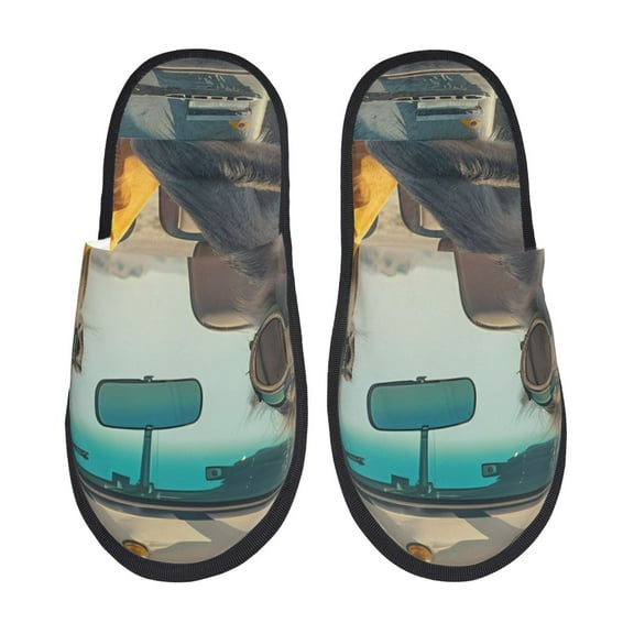 Rateoe Desert Monkeys Drive Pattern Fuzzy Slippers Fuzzy Soft House Slippers Plush Furry Warm Cozy Open Toe Fluffy Home Shoes-Large
