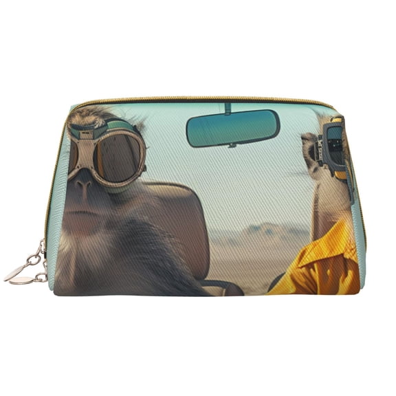 Rateoe Desert Monkeys Drive for Travel Makeup Bag,Large Capacity Cosmetic Bags for Women,Waterproof Portable Pouch Open Flat Toiletry Bag Make up Organizer