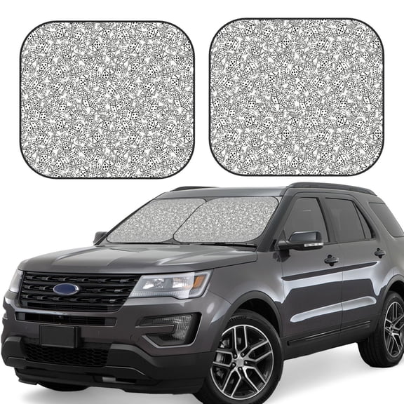 Rateoe Dice Cubes Pattern 2 Piece Car Windshield Sun Shade Foldable | Front Windshield Shade for Sun, Heat and UV Rays | Sunshade for Car Front Window-Small