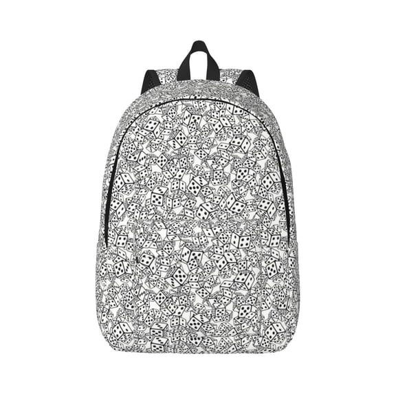 Rateoe Dice Cubes Pattern Canvas College Laptop Backpack,Travel Daypack,Durable Rucksack Travel Notebook Bag School Backpack Book Bag for Men Women-Small