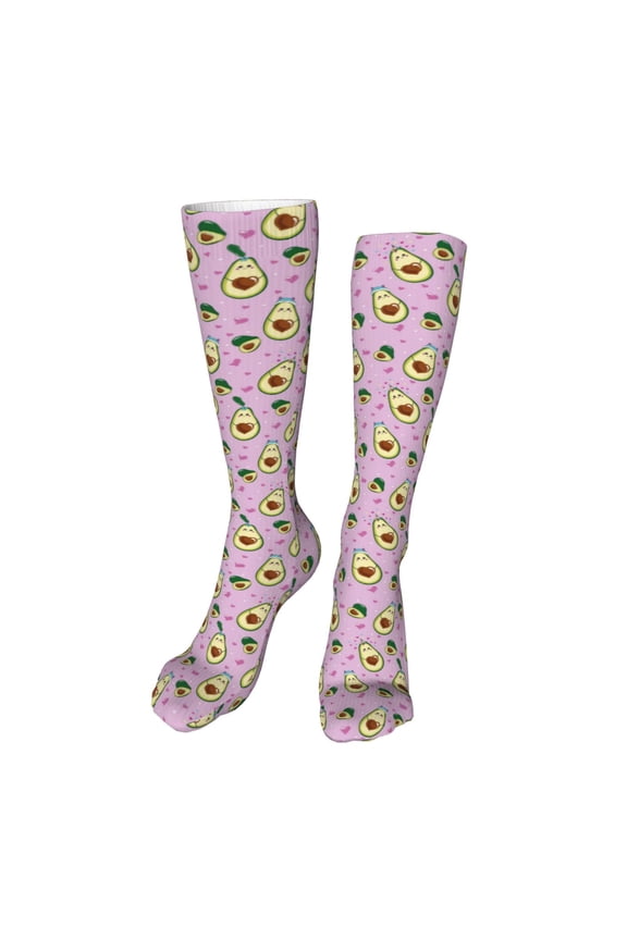 Different Avocados print Women's Men's Novelty 20in Crew Socks Cotton Socks Knee High Socks for Walking,Running,Nurses,Pregnancy-One Size
