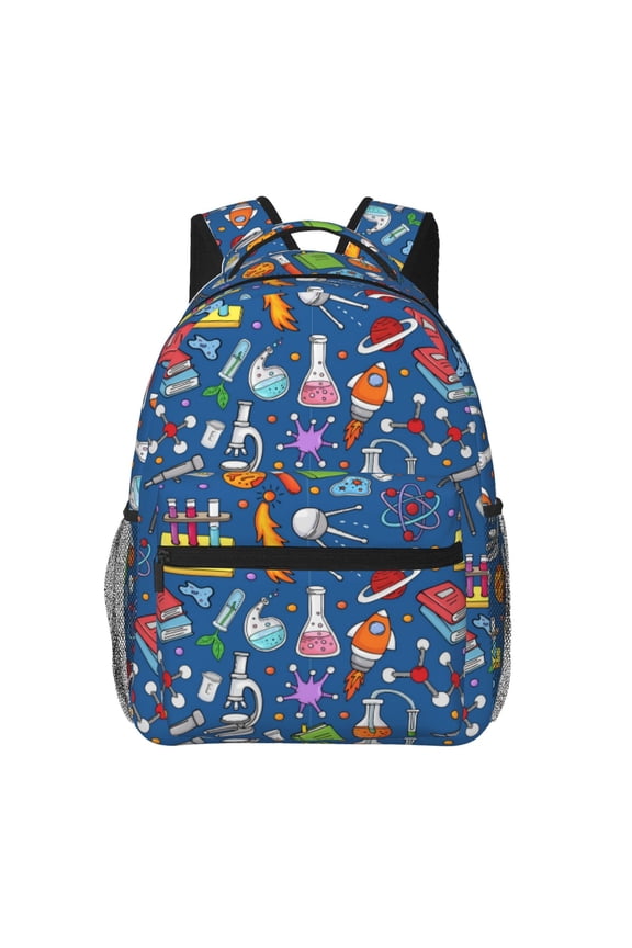 Different Chemical Things Pattern Casual Backpack for School, Work, Travel Adjustable Straps, Multiple Compartments Ergonomic Design, Fits Laptops and Tablets