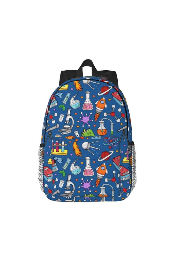 Different Chemical Things Pattern Student Backpack Water-resistant Backpack 15-inch Laptop Backpack Lightweight Adjustable School Backpack