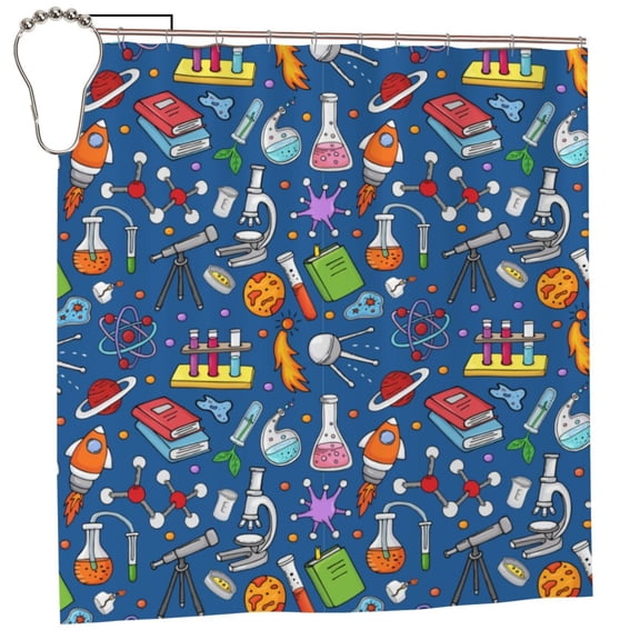 Rateoe Different Chemical Things Shower Curtain - Fancy Bathroom Shower Curtain Sets - Waterproof Shower Curtain with Hooks with 12 Plastic Hooks 72x72 Inches