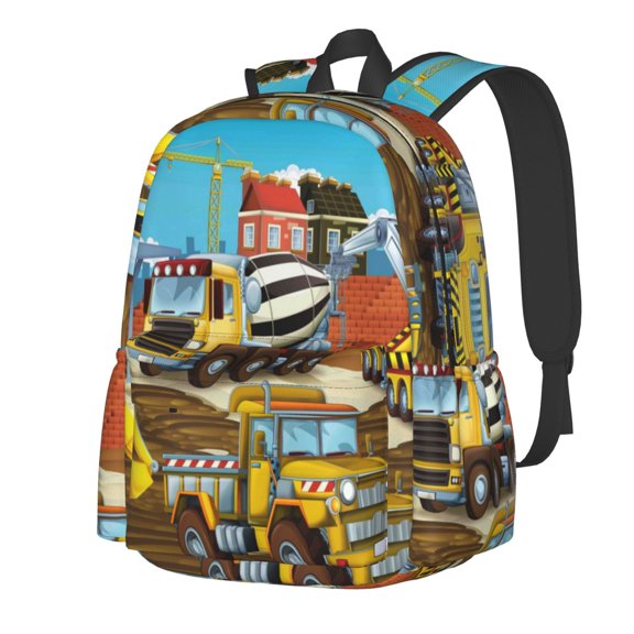 Rateoe Different Construction Site Vehicles Pattern Student Backpack,Backpack for School,Lightweight Bag,Travel Backpack,Outdoor Backpack,Large Capacity Backpack