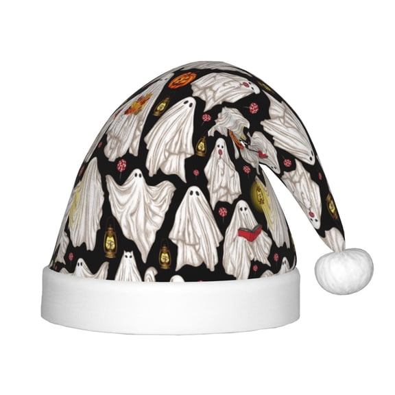 Rateoe Different Ghosts Santa Hat Confortable Christmas Hat for Christmas Party Favors Fit for Kids