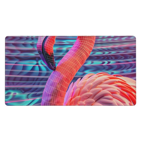 Rateoe Digital Flamingo Vibrant Art Print Mouse Pad - Extended Large Gaming Mousepad,Non-Slip Stitched Edge,16x29.5 Inch