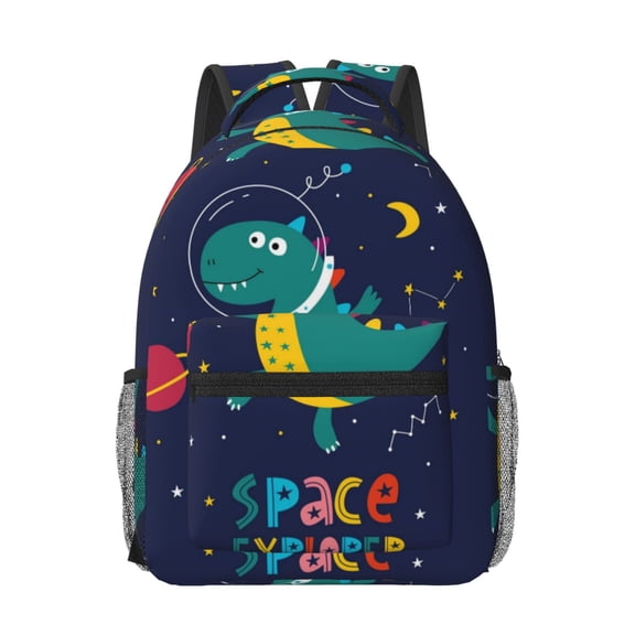 Rateoe Dinosau Space Explorer Pattern Durable Student Backpack Laptop Bag- Ergonomic Design, Waterproof Twill Fabric - Ideal for School, Travel, and Outdoor Activities