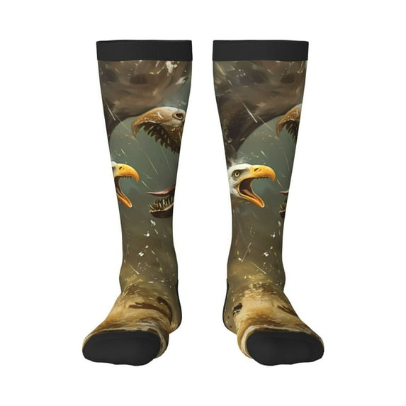 Rateoe Dinosaur Bald Eagle Pattern Women’s Knee High Crew Socks,Trouser Socks Comfortable, Breathable, Moisture-Wicking and Soft