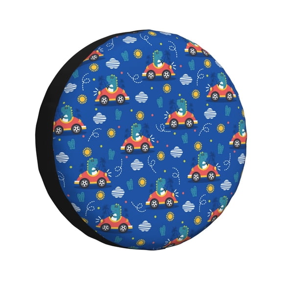 Rateoe Dinosaur Driving Pattern Tire Cover Wheel Protectors Weatherproof Wheel Covers Universal Fit for Trailer Rv SUV Truck Camper Travel Trailers Accessories-14 inch