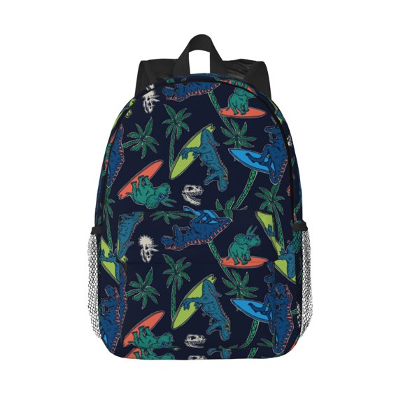 Rateoe Dinosaur Pattern Student Backpack Water-resistant Backpack 15-inch Laptop Backpack Lightweight Adjustable School Backpack