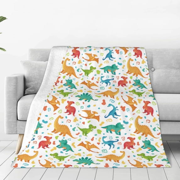 Rateoe Dinosaur Print Fuzzy Fleece Throw Blanket Extra Large,Super Soft,Fluffy and Warm Blankets for Couch,Bed,All Season Use (40"x30")