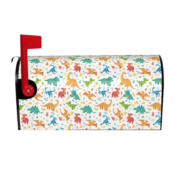 Rateoe Dinosaur Printed Mailbox Covers - Easy to Install Fall, Winter, Spring, Summer Mailbox Cover - Weather and UV-Resistant Mailbox Decor - Mailbox Magnetic Covers-21x18 in