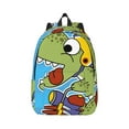 thumbnail image 1 of Rateoe Dinosaur Riding a Motorcycle Pattern Canvas College Laptop Backpack,Travel Daypack,Durable Rucksack Travel Notebook Bag School Backpack Book Bag for Men Women-Medium, 1 of 7