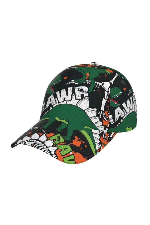 Dinosaur Skeleton Pattern Baseball Cap Outdoor Cap Mountain Dad Hat - Unstructured Soft Cotton Cap-Adjustable UV Protection Cap