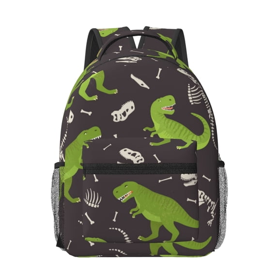 Rateoe Dinosaur Skeleton Pattern Durable Student Backpack Laptop Bag- Ergonomic Design, Waterproof Twill Fabric - Ideal for School, Travel, and Outdoor Activities