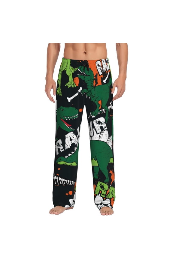 Dinosaur Skeleton Pattern Men’s Ultra-Soft Comfy Pajama Lounge Pants Sleepwear,Comfortable Lounge Wear,lightweight Pajamas, Casual Home Wear-Medium