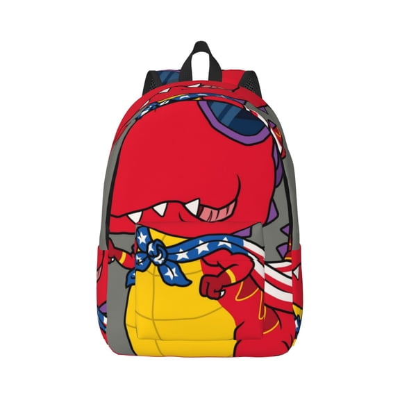 Rateoe Dinosaur Super Hero Cartoon Pattern Canvas College Laptop Backpack,Travel Daypack,Durable Rucksack Travel Notebook Bag School Backpack Book Bag for Men Women-Medium