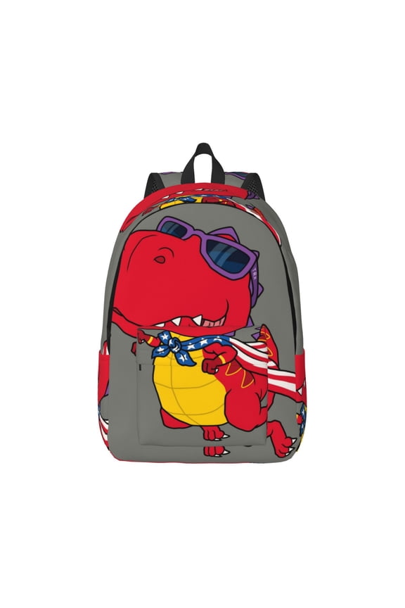 Dinosaur Super Hero Cartoon Pattern Canvas College Laptop Backpack,Travel Daypack,Durable Rucksack Travel Notebook Bag School Backpack Book Bag for Men Women-Small