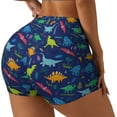 thumbnail image 1 of Rateoe Dinosaurs Adventure Printed Power Workout Shorts for Women Tummy Control Squat Proof Ribbed Thick Seamless Scrunch Active Short-Small, 1 of 8