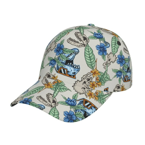 Rateoe Dinosaurs And Leaves Pattern Baseball Cap Outdoor Cap Mountain Dad Hat - Unstructured Soft Cotton Cap-Adjustable UV Protection Cap