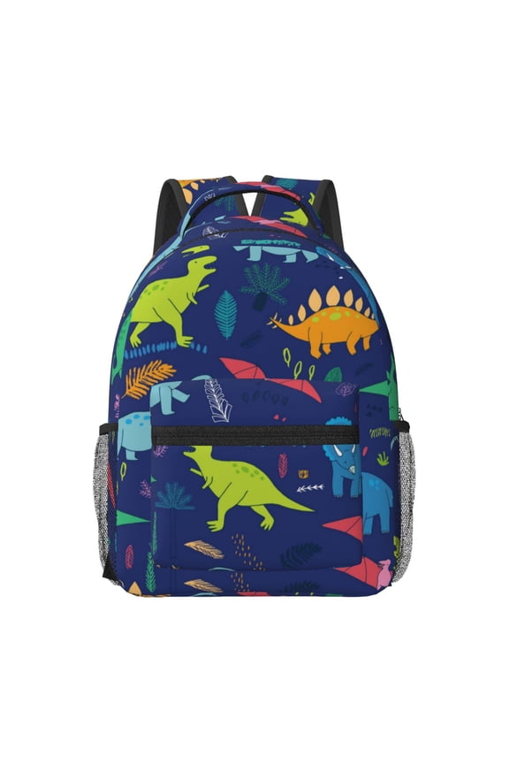 Dinosaurs Pattern Durable Student Backpack Laptop Bag- Ergonomic Design, Waterproof Twill Fabric - Ideal for School, Travel, and Outdoor Activities