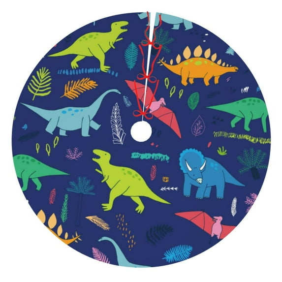 Rateoe Dinosaurs Print Christmas Tree Skirt 48" for Xmas Holiday New Year Party Circle Tree Mat Ornaments Decoration