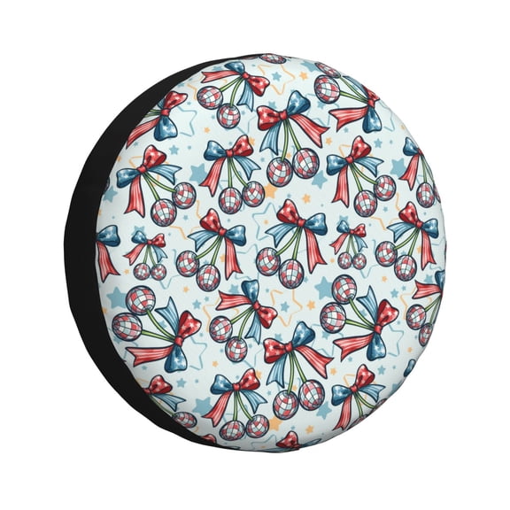 Rateoe Disco Ball Cherry With Bow Pattern Tire Cover Wheel Protectors Weatherproof Wheel Covers Universal Fit for Trailer Rv SUV Truck Camper Travel Trailers Accessories-16 inch