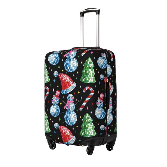 Rateoe Disco Mirror Ball Snowman Printed Luggage Cover, Suitcase Protector Fits 18-32 Inch Luggage-