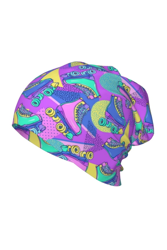 Disco Roller Skates Kids Beanie Warm Knit Beanie Hats Boys Girls Winter Hat Soft Slouchy Hats for Kids