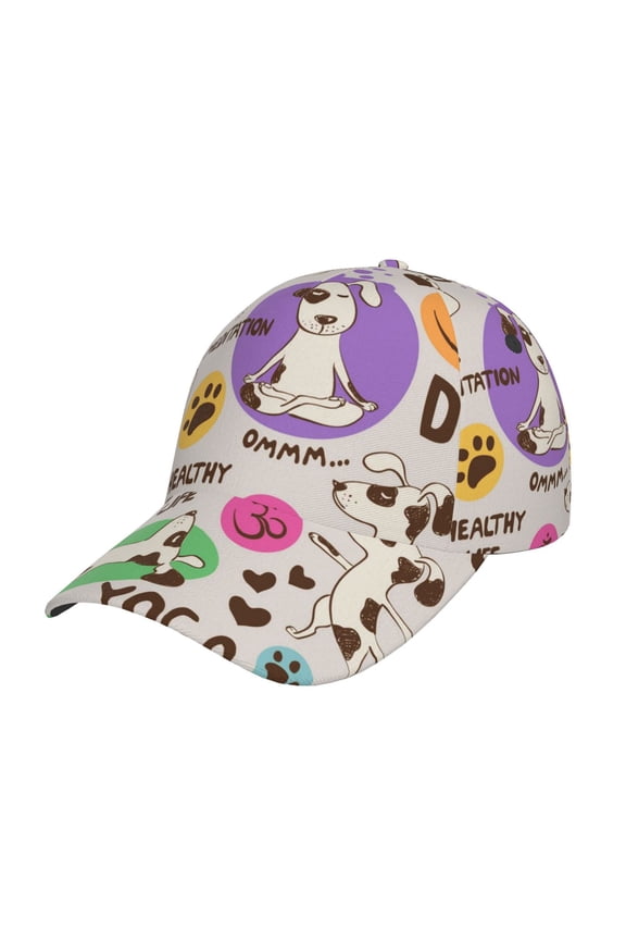 Dog Doing Yoga Pattern Baseball Cap Outdoor Cap Mountain Dad Hat - Unstructured Soft Cotton Cap-Adjustable UV Protection Cap