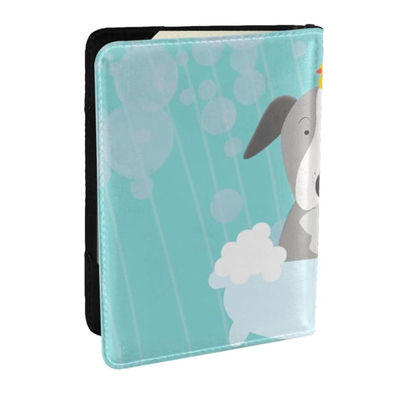Rateoe Dog In Bathtub Pattern Passport Holder Wallet Leather Mulit-purpose Travel Wallet Credit Cards Case ,Passport Cover for Women Men-6.5 in