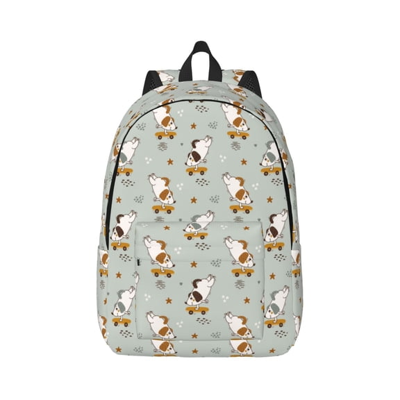 Rateoe Dog Riding Skateboard Pattern Canvas College Laptop Backpack,Travel Daypack,Durable Rucksack Travel Notebook Bag School Backpack Book Bag for Men Women-Medium