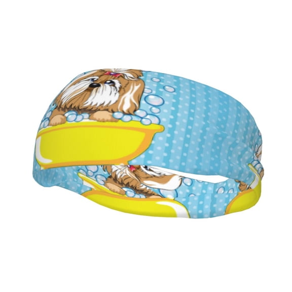 Rateoe Dog Takes a Bath in the Bathtub Pattern Sports Headbands ,Moisture Wicking Workout Headband, Sweatband Headbands for Running,Cycling,Yoga,Hairband for Women and Men
