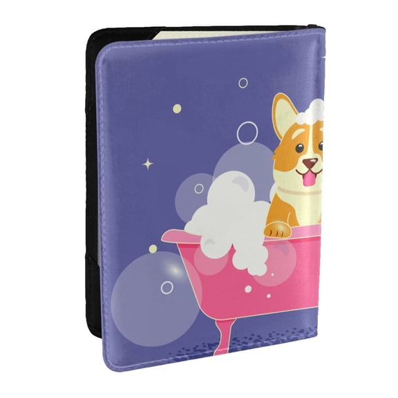 Rateoe Dog Washes in a Bath Pattern Passport Holder Wallet Leather Mulit-purpose Travel Wallet Credit Cards Case ,Passport Cover for Women Men-6.5 in