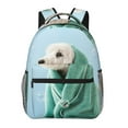 thumbnail image 1 of Rateoe Dog Wrapped in Towel Pattern Casual Backpack for School, Work, Travel – Adjustable Straps, Multiple Compartments – Ergonomic Design, Fits Laptops and Tablets, 1 of 5