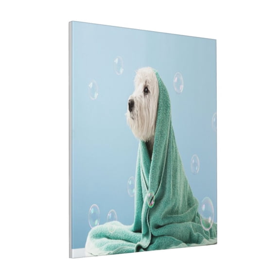Rateoe Dog Wrapped in Towel Pattern Decorative Picture – Unique Modern Wall Art, Ready-to-Hang Canvas Print for Home (Vertical)