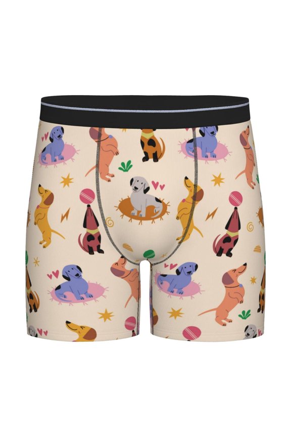 Dogs In Different Poses Print Men’s Underwear Boxer Briefs Soft Comfortable Underwear Boxer Briefs, Long Leg Briefs,Anti-chafing Boxer Briefs