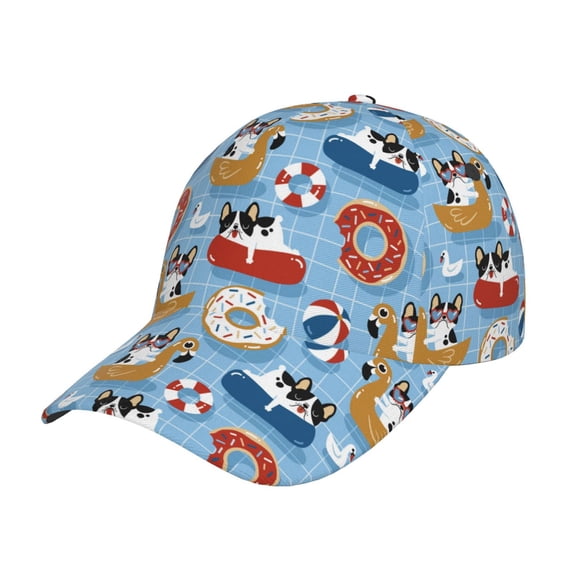 Rateoe Dogs With Pool Floats Pattern Men’s Baseball Cap – Adjustable Curved Brim Hat, Soft Cotton Sports Cap for Outdoor, Casual, and Everyday Wear, Comfortable & Breathable
