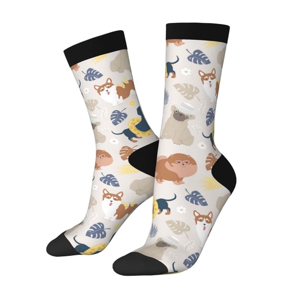Rateoe Dogs for Women Casual Calf Socks - Cute Crew Socks - Thin Soft Above Ankle Socks Size 5-11
