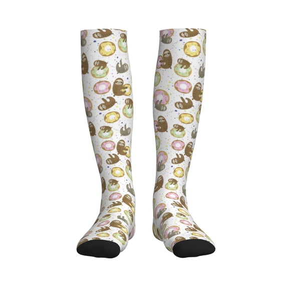 Rateoe Donut Sloth Compression Socks for Women and Men 20-30mmHg-Circulation Support Socks Knee High Nurse Pregnant Running Medical and Travel Athletic