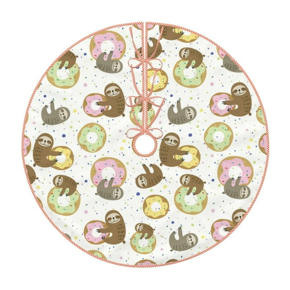 Rateoe Donut Sloth Pattern Christmas Tree Skirt with Ties , Christmas Tree Decorations, Farmhouse Christmas Decor Xmas Holiday Decorations-30"
